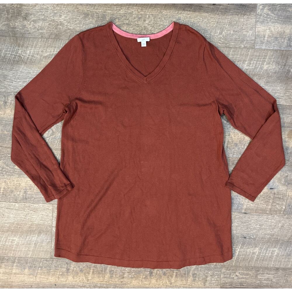 J.Jill Highland V-Neck Sweater Tunic Cinnabar Size Large Lagenlook
